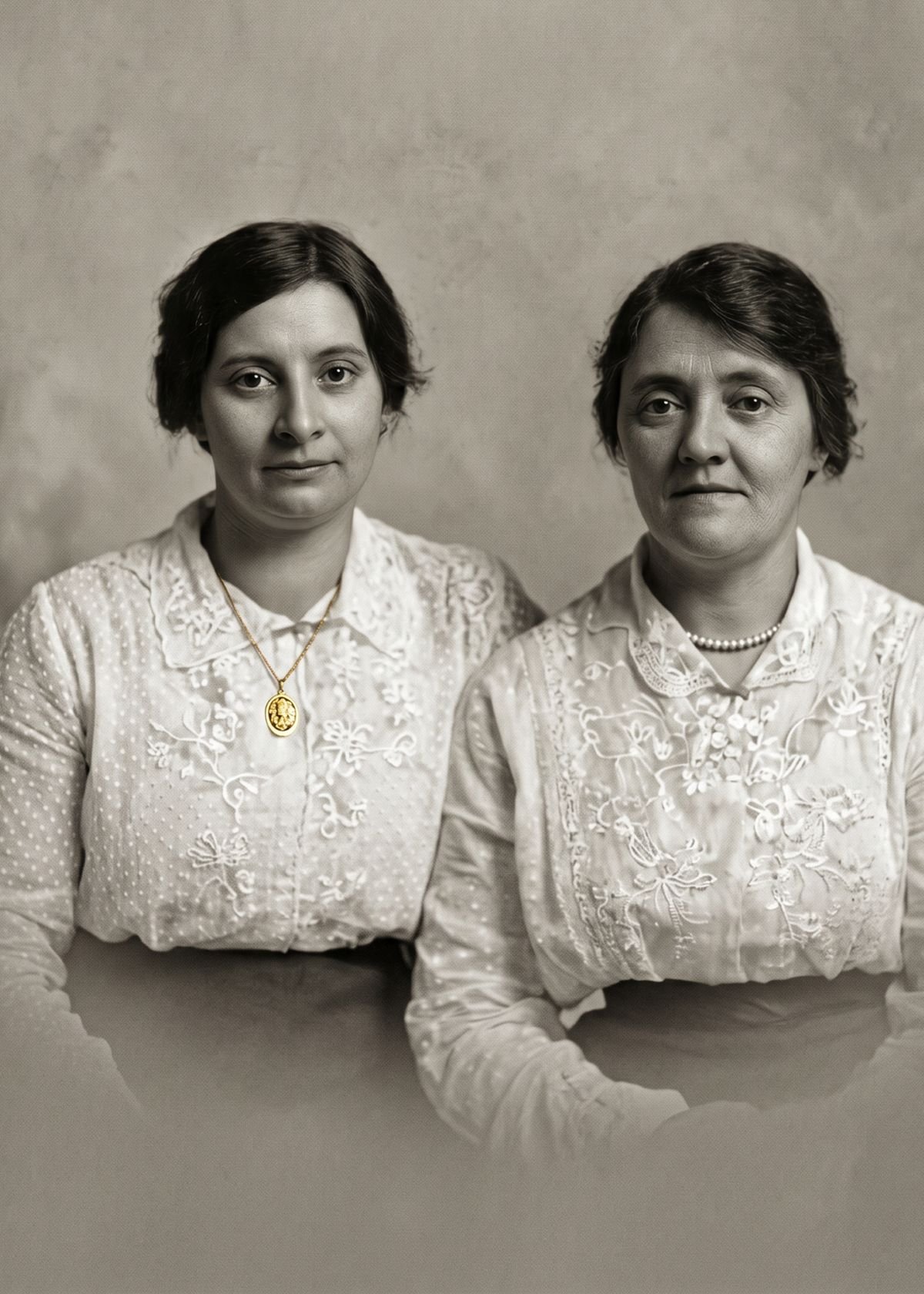 Faded old photograph after restoration