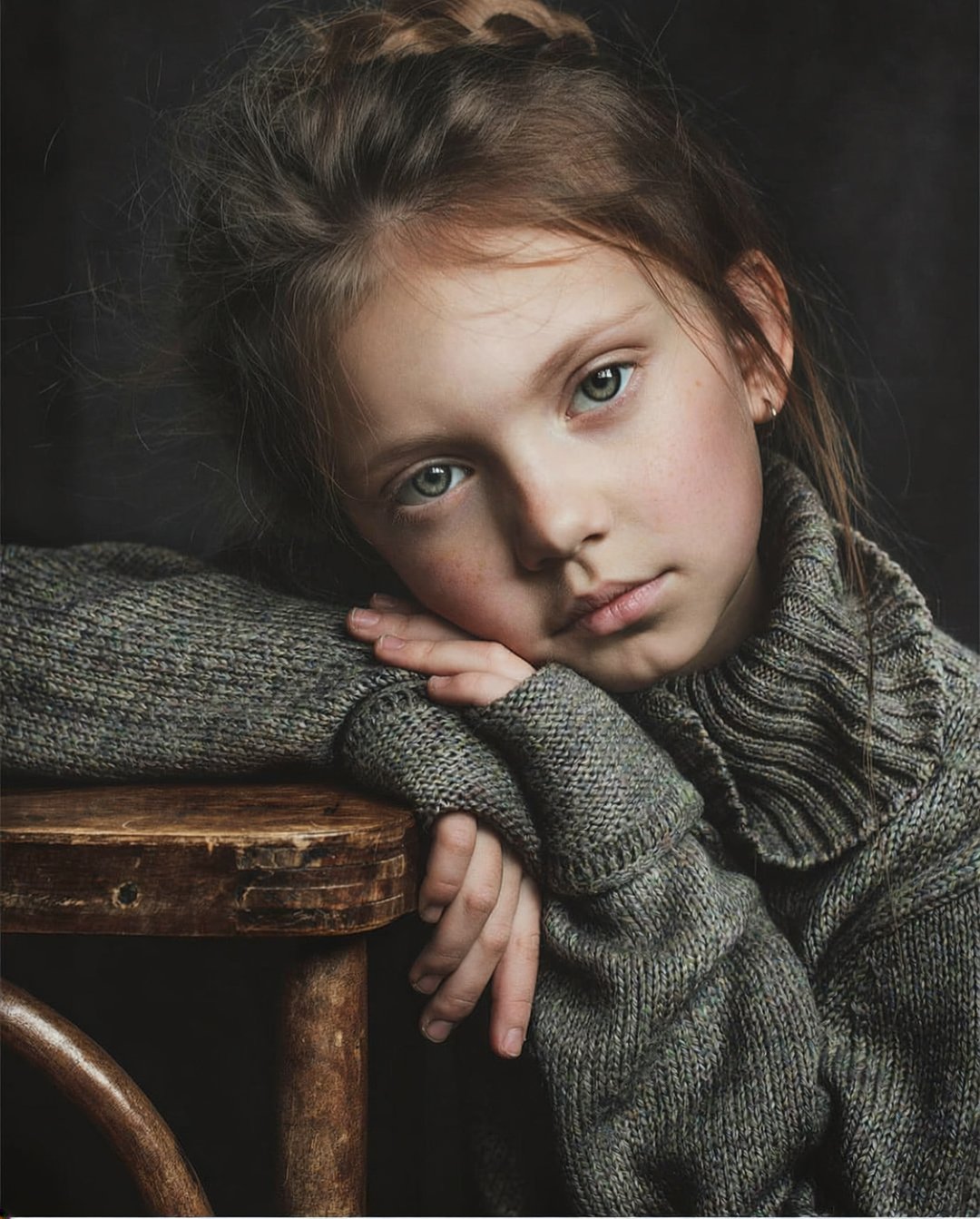 Child portrait after hand colourisation