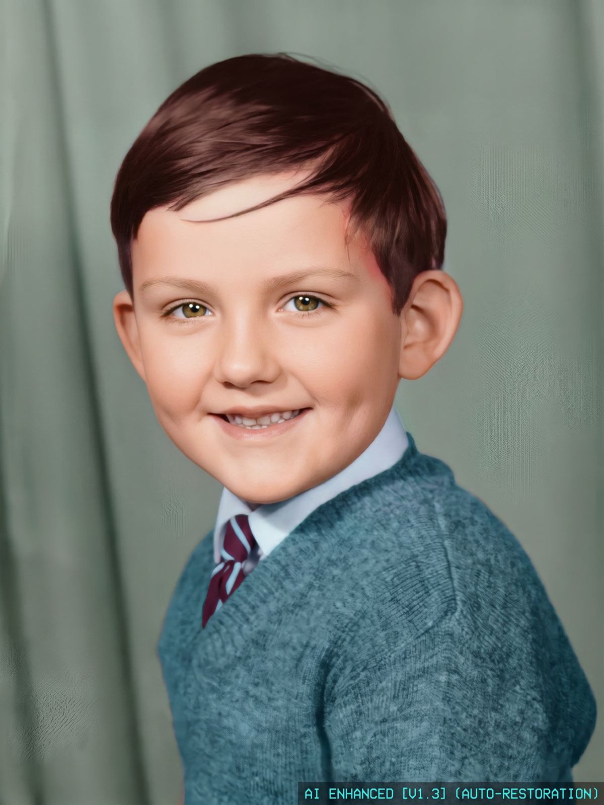 Schoolboy portrait restored using AI tools