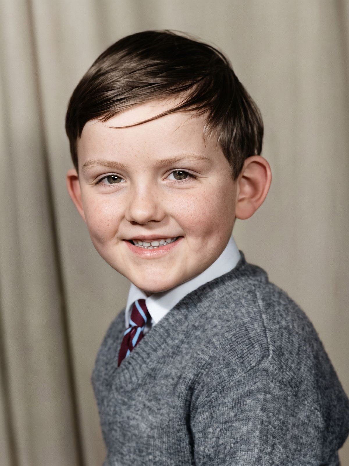 Schoolboy portrait restored by hand