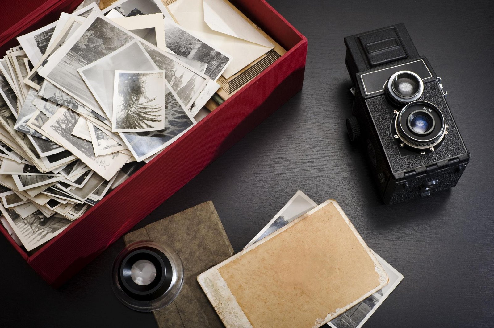 Box containing old family photographs
