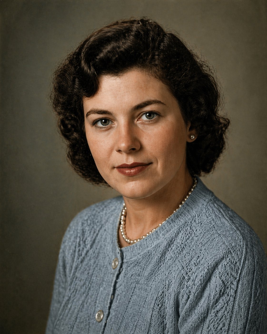 Vintage portrait after hand colourisation