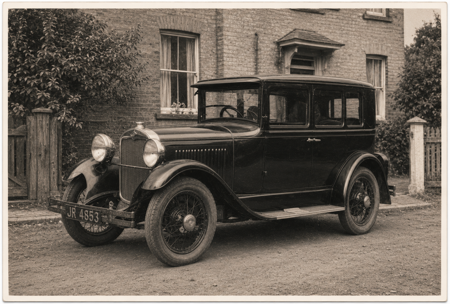 Vintage car photograph after water damage restoration