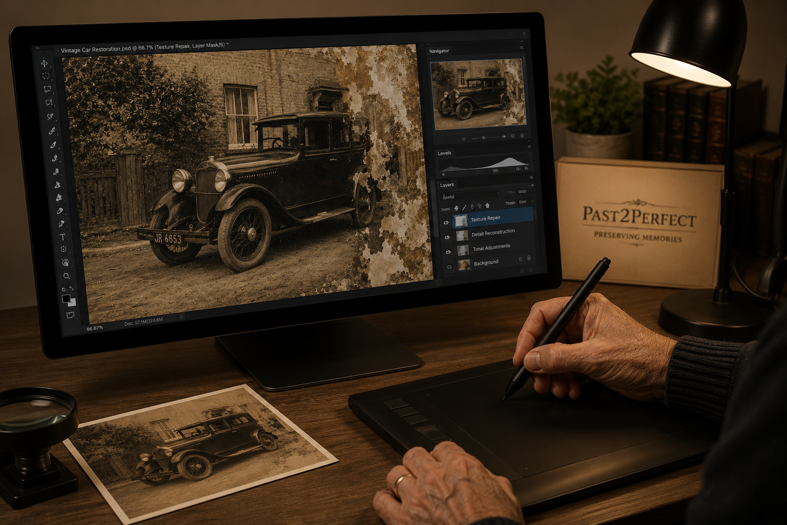 Careful assessment and restoration planning for a water-damaged photograph